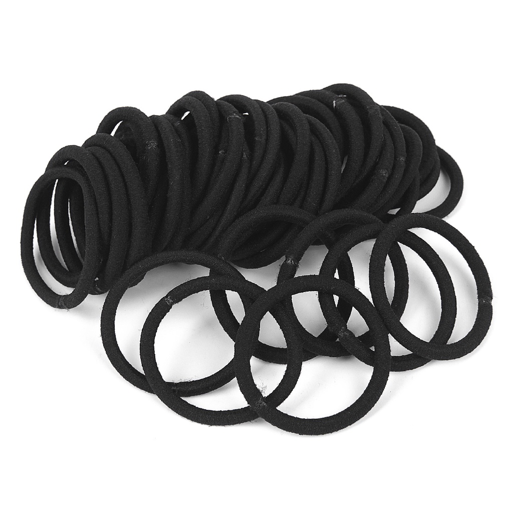 Bộ 50 Dây Buộc Tóc Cao Su Màu Đen Phong Cách Cổ Điển Cao Cấp Cho Nữ