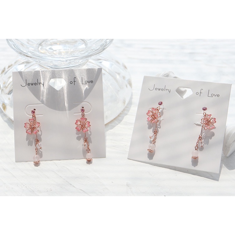 [Hàng Mới Về] Bông Tai Kẹp Vành Bằng Nhựa Resin Tráng Men Họa Tiết Hoa Anh Đào Mặt Nhỏ Phong Cách Mori Girl Thời Trang Mùa Hè