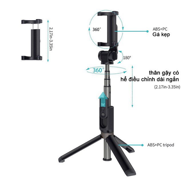 Gậy chụp hình Xiaomi Mi tripod 360 độ Có Bluetooth Bản Gloabal