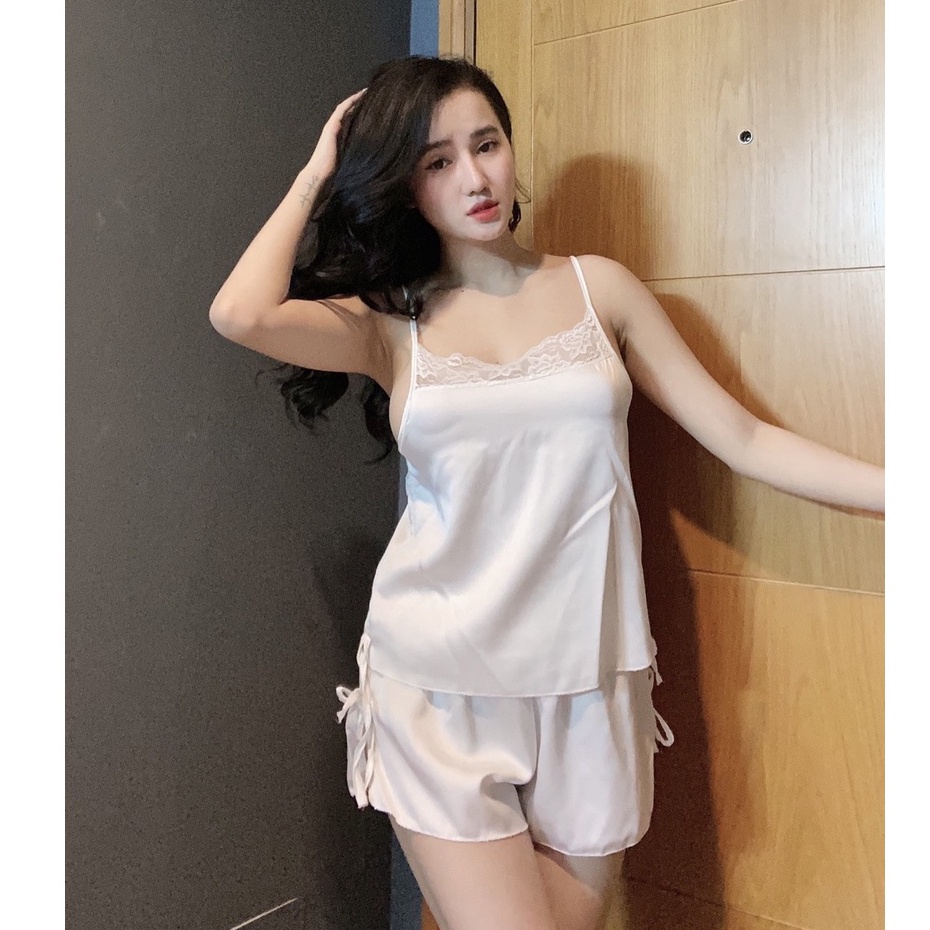 Đồ ngủ sexy / Set bộ 2 dây phối ren kèm quần xẻ đùi, chất liệu SATIN cao cấp loại 1, mềm mịn mát, freesize dưới 60kg Sex | BigBuy360 - bigbuy360.vn