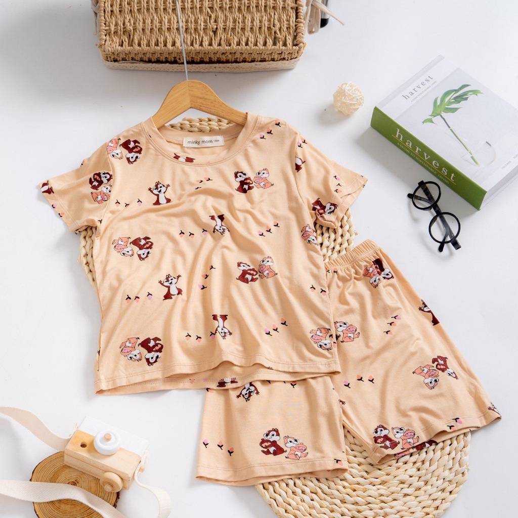 Đồ Bộ Bé Trai Bé Gái Minky Mom Vải Thun Lạnh, Bộ Cộc Tay Cho Bé Mặc Nhà Mùa Hè 2022