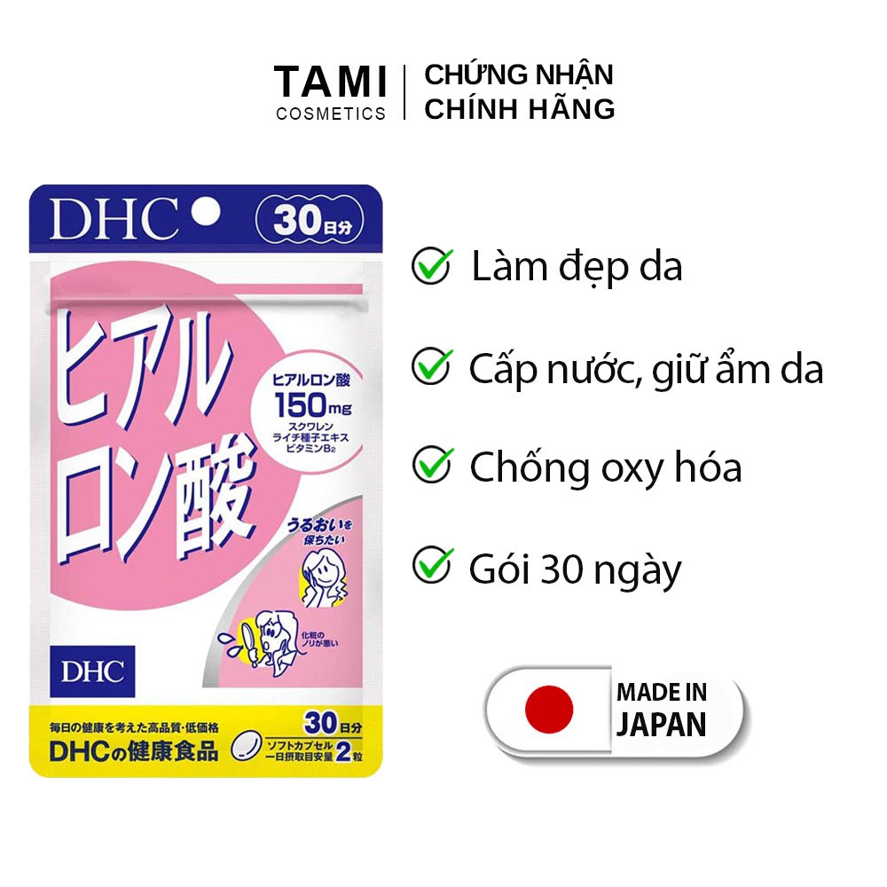 Viên uống cấp nước DHC Nhật Bản Hyaluronic Acid giữ ẩm làm đẹp và bảo vệ da thực phẩm chức năng 30 ngày TM-DHC-HA30