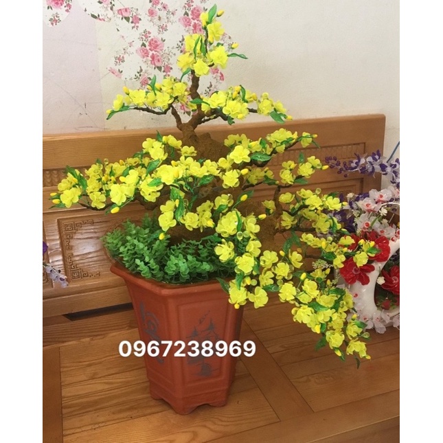 Gốc bonsai,thân cây giả, dáng Thác nước/thác đổ (35cm tính cả phần đổ) làm hoa mai đào,hoa Handmade trang trí nhà cửa