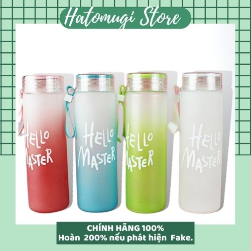  [hàng loại 1_giá tốt nhất] Bình nước Hello master 450ml thuỷ tinh an toàn với sức khoẻ