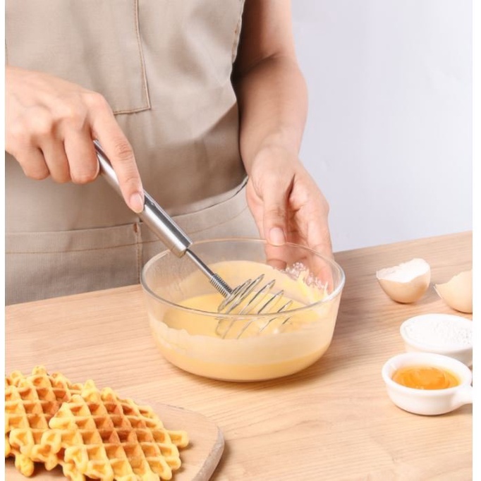 Cây đánh trứng mini tay cầm lò xo bằng inox tiện lợi dành cho nhà bếp