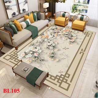 Thảm trải sàn Sofa trang trí phòng khách Bali in 3D Nhung nỉ lì cao cấp BL105