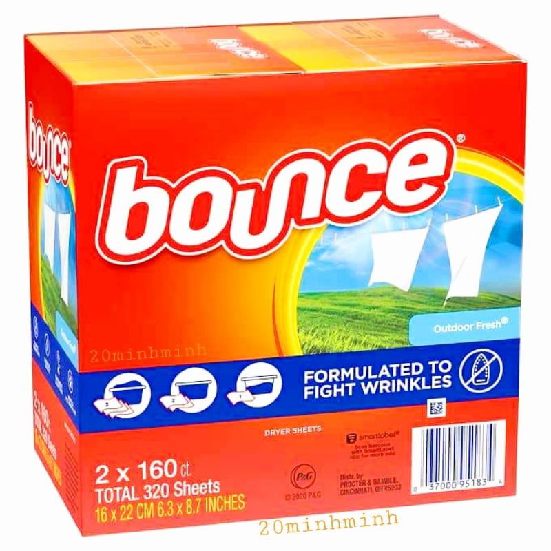 Giấy thơm quần áo Bounce Mỹ nguyên hộp chính hãng 160 tờ/ 320 tờ