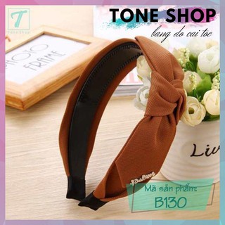 Băng đô cài tóc nữ tone shop băng đô màu nâu thắt nơ lệch bên b130