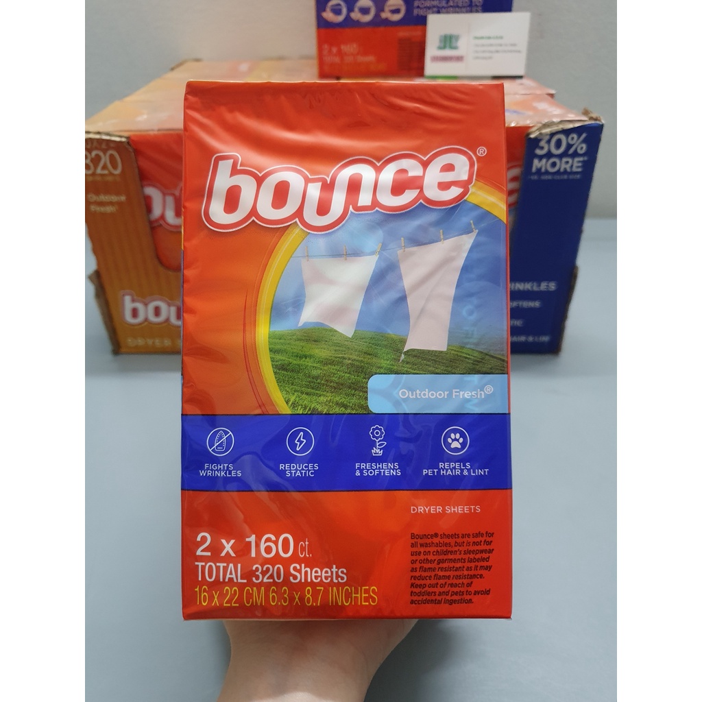 Giấy Thơm Quần Áo Bounce Renewing Freshness Của Mỹ hộp 160 tờ