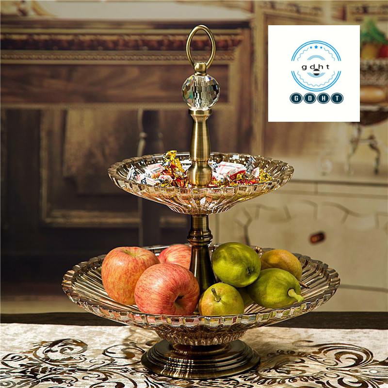 KHAY THỦY TINH 2 TẦNG ĐỰNG TRÁI CÂY