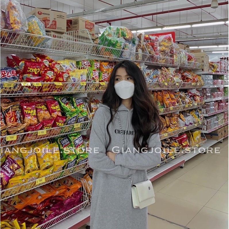 Váy hoodie dài hai màu