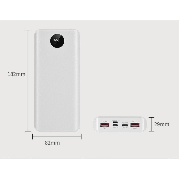 Box sạc nhanh QC3.0 + PD chân cắm type c lightning micro usb 8 cell dùng pin 18650 có LCD hiển thị (chưa pin)