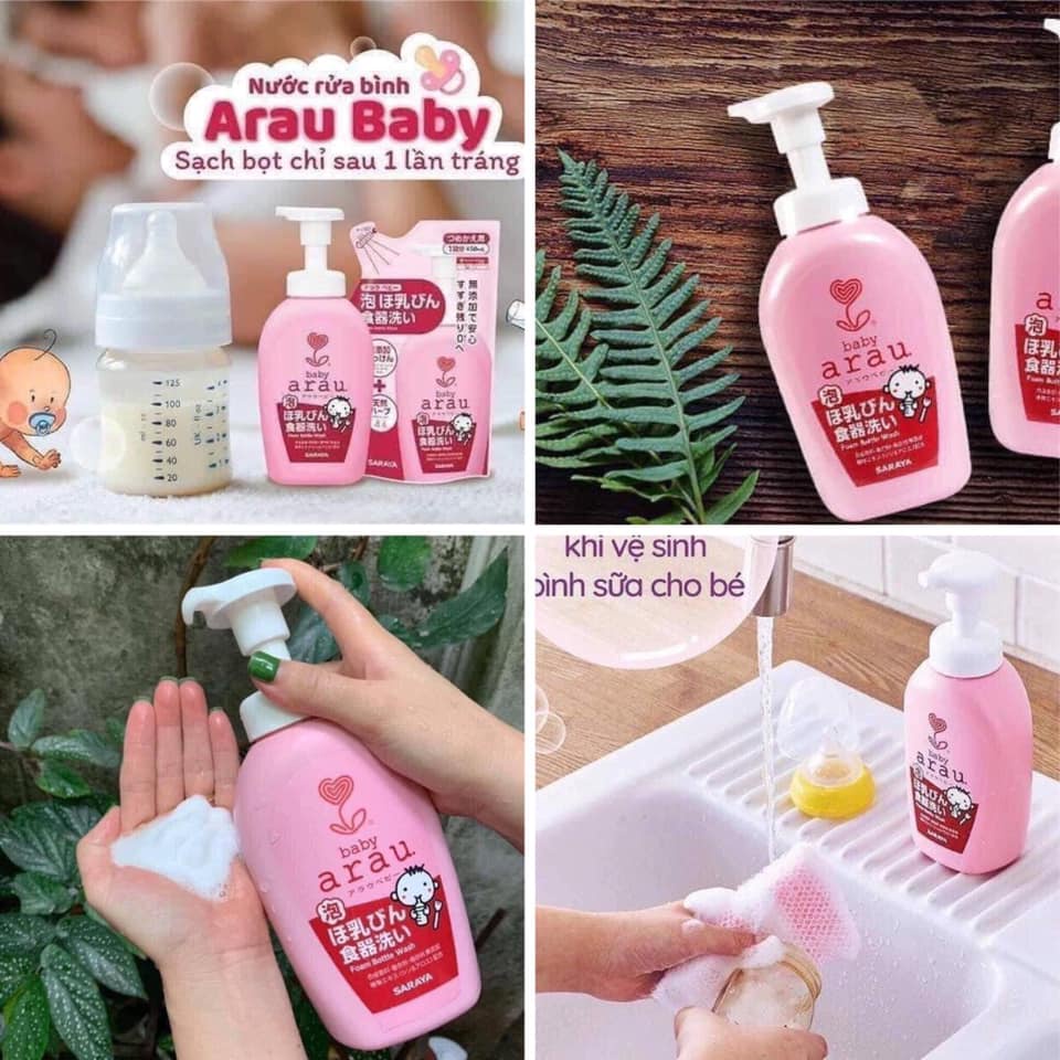 Nước rửa bình sữa ARAU Baby Nhật CHAI 500ML/TÚI 450ML