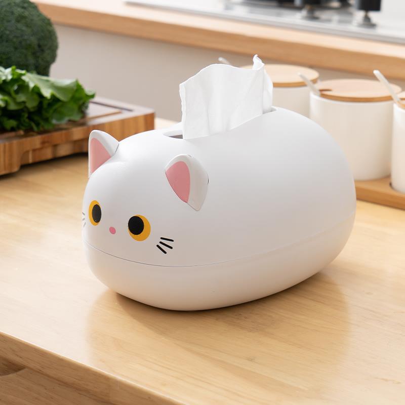 Hộp Đựng Khăn Giấy Bằng Nhựa hình mèo dễ thương Đa Năng Tiện Dụng Cho Nhà Bếp / Phòng Tắm