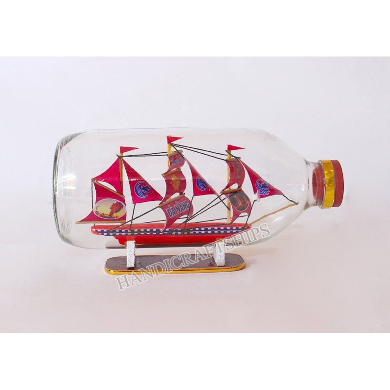 Mô hình thuyền trong chai lớn dài 18cm (màu đỏ)