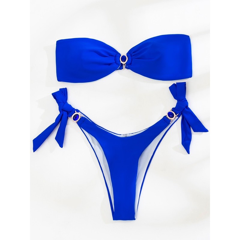 [BKN893] &lt;ÂU&gt; SET BIKINI QUÂY XANH COBALT MIX ĐÁ QUẦN THONG/LỌT KHE