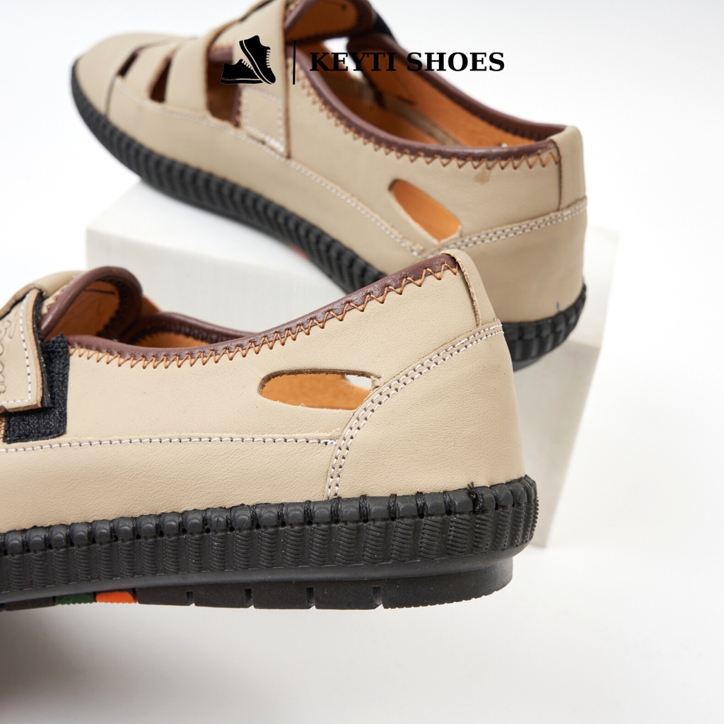 Giày rọ nam thoáng mát, giày mùa hè, chất liệu da bò nguyên tấm đế cao su khâu chỉ (bảo hành 6 tháng)