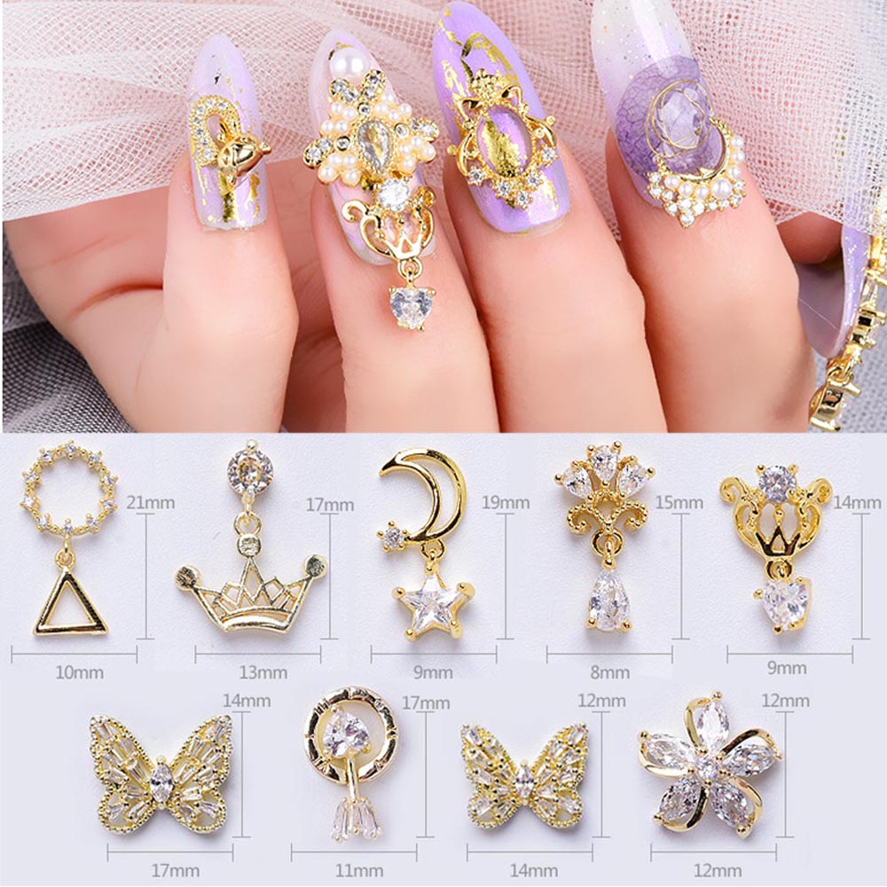 Phụ Kiện Trang Trí Móng Tay Nghệ Thuật 3d Hình Trăng Sao Lấp Lánh