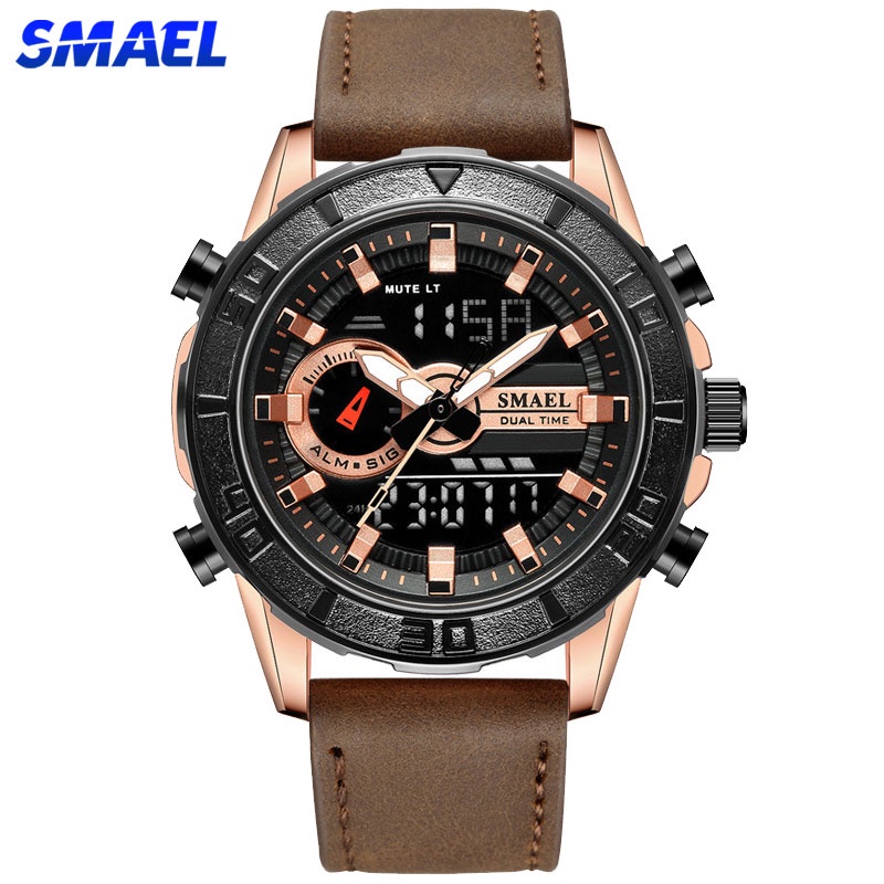 Đồng Hồ Quartz SMAEL Đa Năng Chống Thấm Nước Với Dây Đeo Da 1411