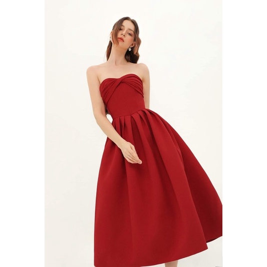 LOLANTHE DRESS BY CHAMS- Đầm xòe cúp ngực xếp ly ngực và eo