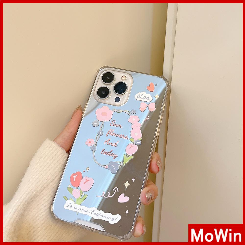 Ốp điện thoại acrylic tráng gương HD chống sốc in hoa tulip thích hợp cho iPhone 11 12 13 PMax 7 Plus Xr