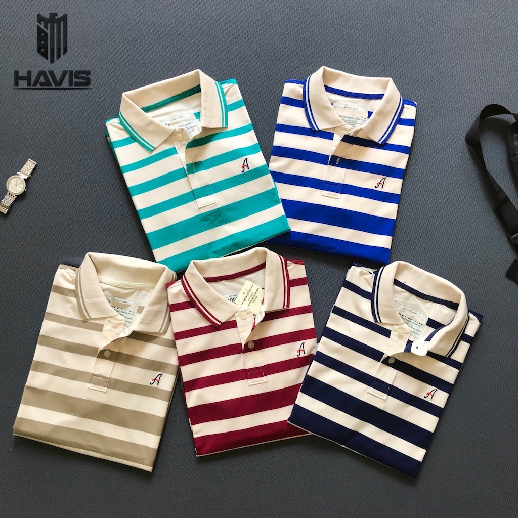 Áo thun nam Cotton Sọc logo thêu Chữ A tay bo - Thời trang Havis - ASTD019 | BigBuy360 - bigbuy360.vn