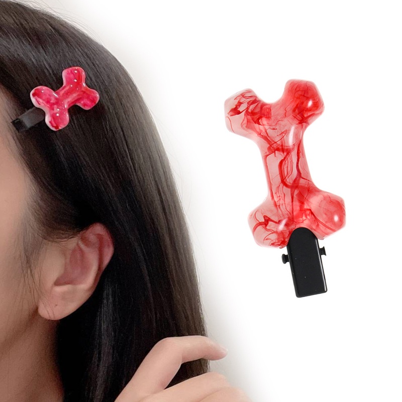 Kẹp Tóc Nhựa Hình Khúc Xương Máu Phong Cách Halloween Cho Bé Gái Y2K