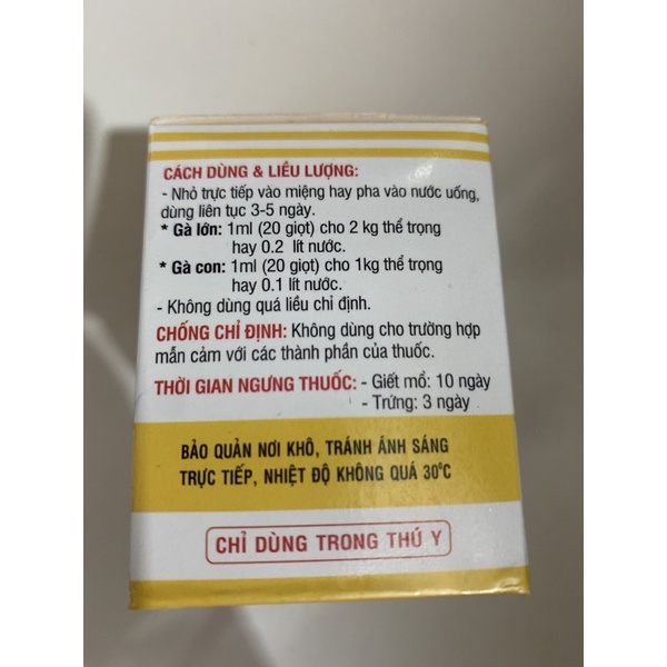 ĐẬU GÀ - mụn loét ngoài da - Tetramycin D 10ml - dùng cho cả trâu, bò, heo, gia cầm