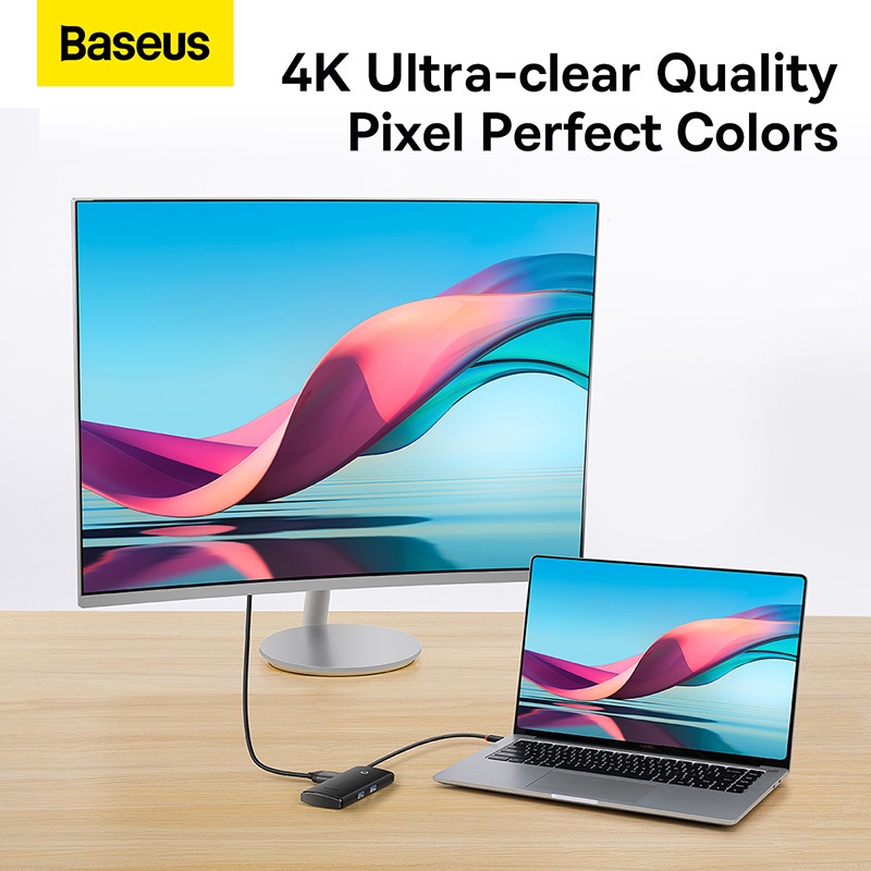 Đế Sạc Baseus Chuyển Đổi USB C Hub Sang 4K HDMI USB 3.0 PD 100W Cho Macbook Pro Air M1 Laptop Type C USBC Hub