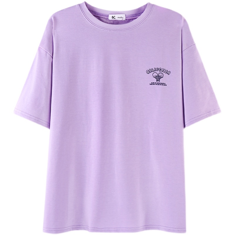 Áo Thun Tay Ngắn Cổ Tròn Dáng Rộng In Họa Tiết Thời Trang Mùa Hè Phong Cách Hàn Quốc Cho Nữ