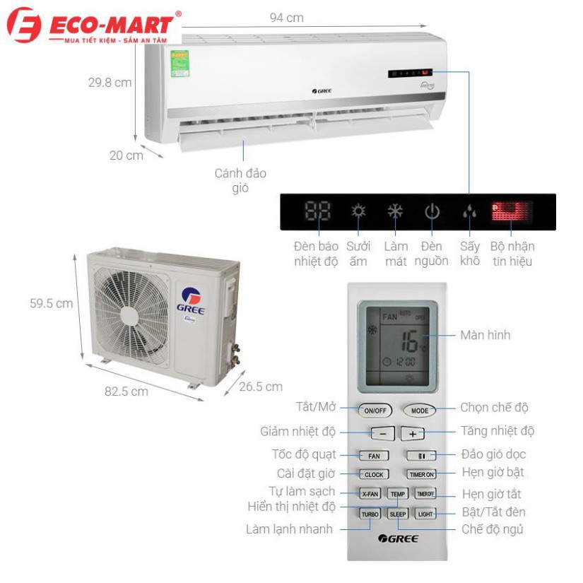 Điều hòa Gree 18000 2 chiều Inverter R410 GWH18WC-K3D9B7N(I/O)