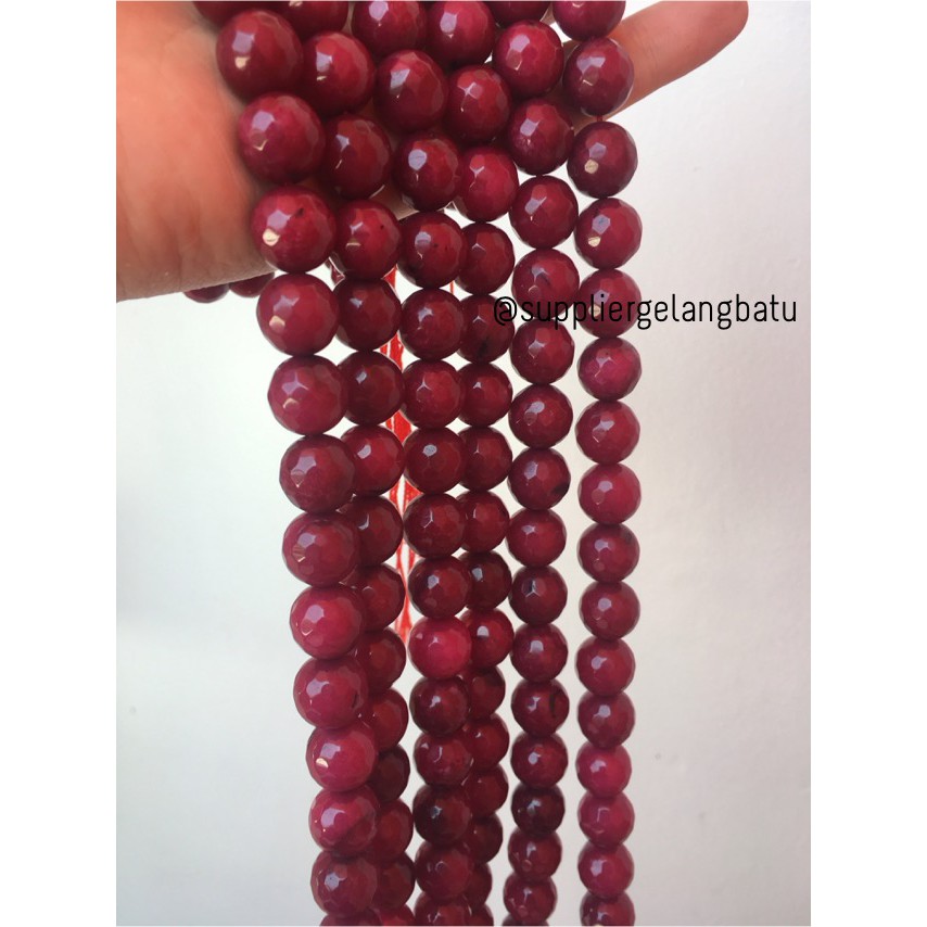 Hạt Đá Ruby 12mm Màu Đỏ Tự Nhiên Dùng Làm Trang Sức