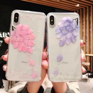 iphone 6s 6 7 8 6plus 6s plus 7 8 7plus 8 plus Nhấn Real Dry Flower Bling Rõ ràng Ốp lưng TPU mềm cho da