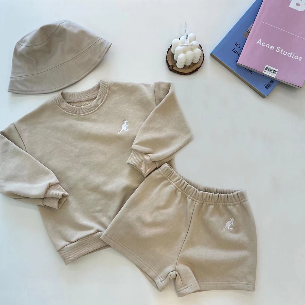 Bộ Đồ Thể Thao Hai Mảnh Áo Thun Và Quần Short Lông Cừu Phong Cách Phương Tây Thời Trang Mùa Thu Hàn Quốc 2022 Mới Dành Cho Bé