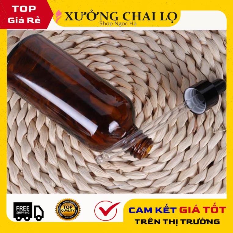 Lọ Chiết Serum ❤ GIÁ RẺ NHẤT ❤ [100ml] Chai lọ đựng tinh dầu bóp giọt Khoen đen chiết mỹ phẩm , phụ kiện du lịch