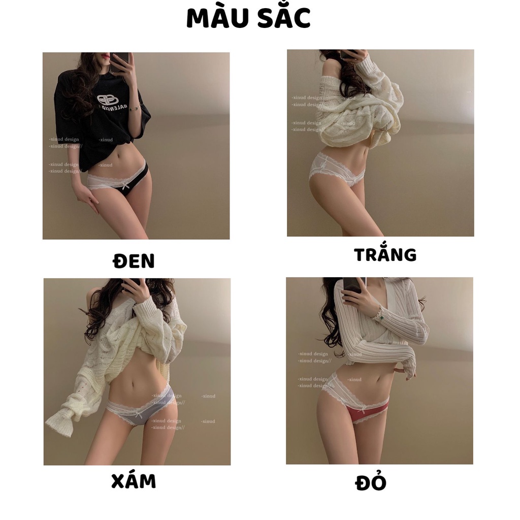 Quần Lót Nữ ren cạp chéo sexy thiết kế đính nơ cao cấp MÃ 890
