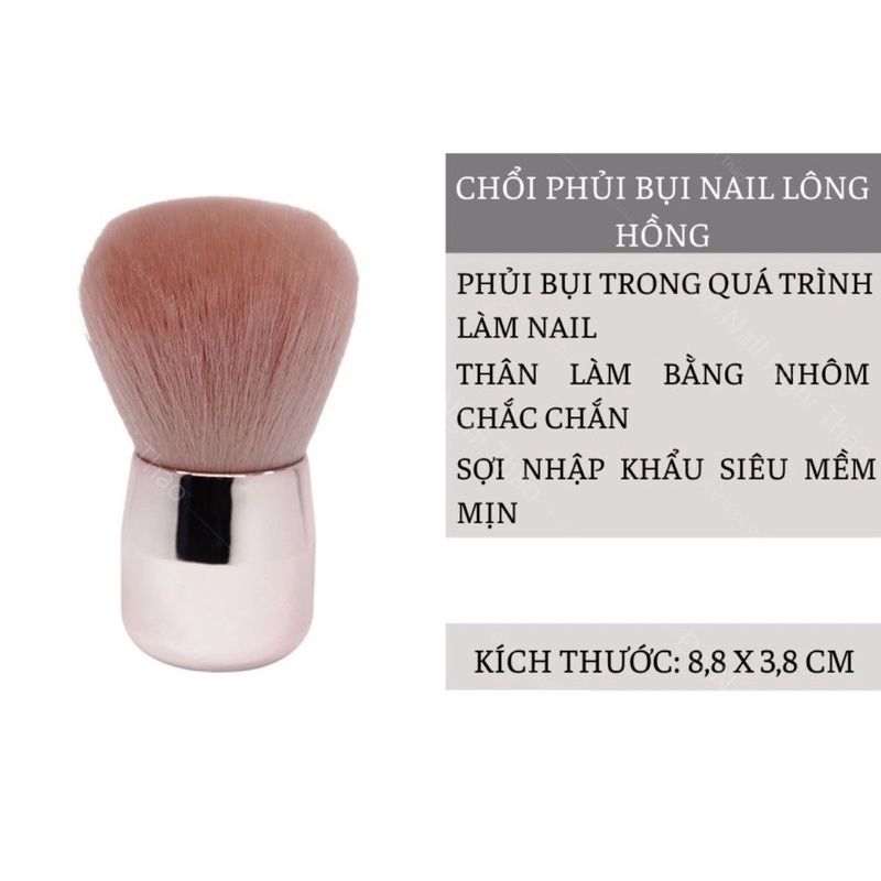 Chổi phủo bụi Nail lông hồng,đánh phấn trang điểm