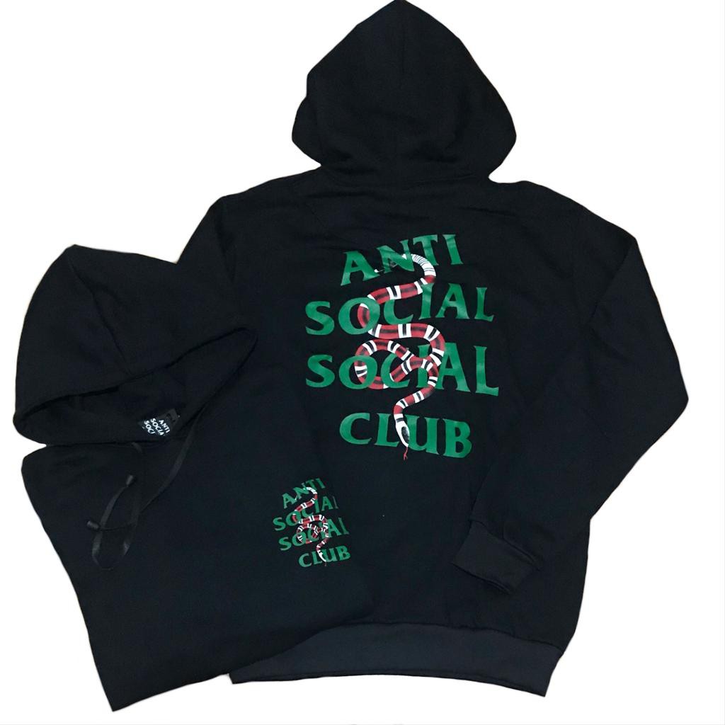 Áo Khoác Hoodie In Chữ Anti Social Social Club X Gvcci Snake Assc X Gxci Hype