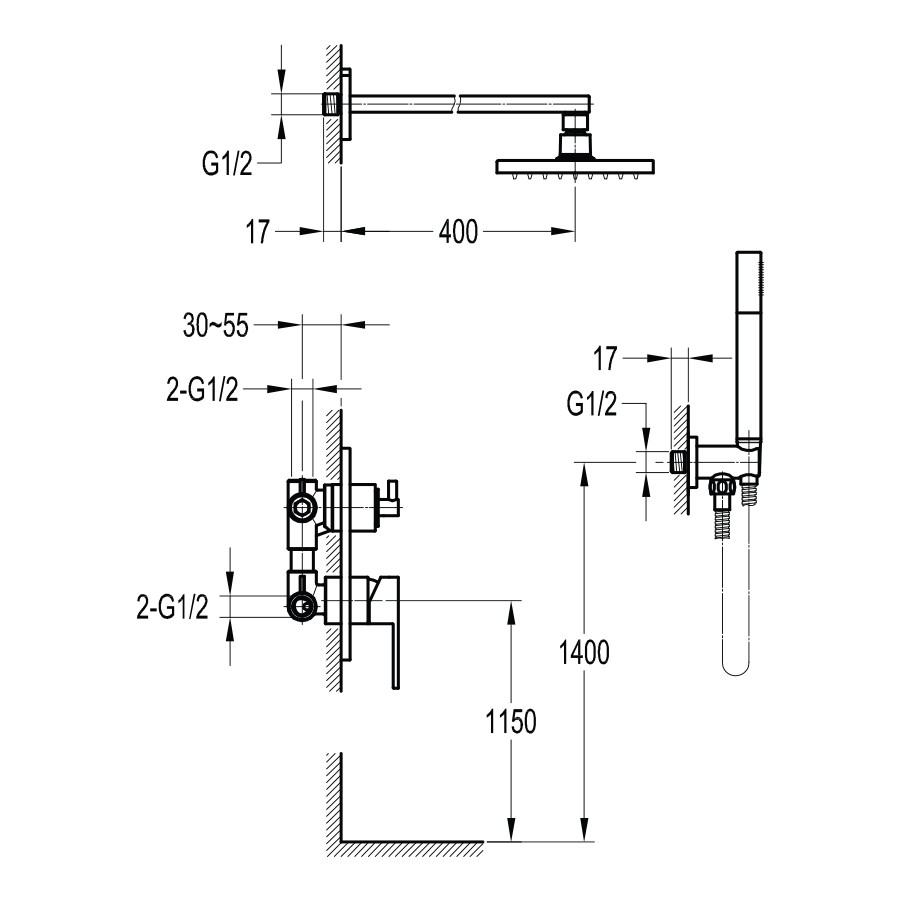 Sen cây tắm âm tường FH 9939A-D59