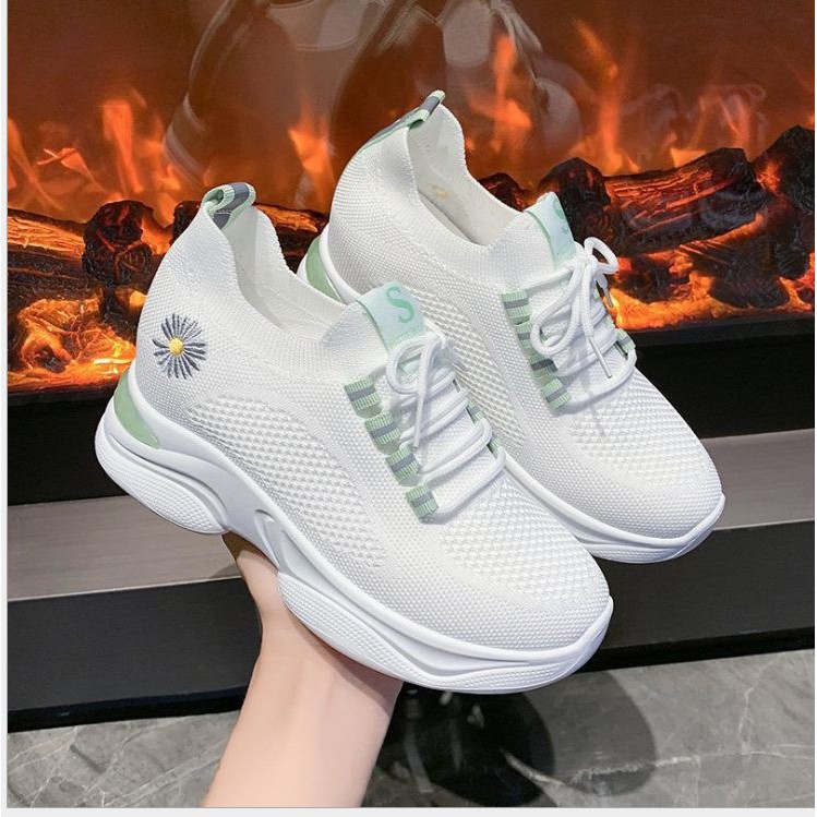 (MẪU MỚI về Freeship)Giày thể thao phản quang hoa cúc độn đế nâng chiều cao 7cm siêu nhẹ