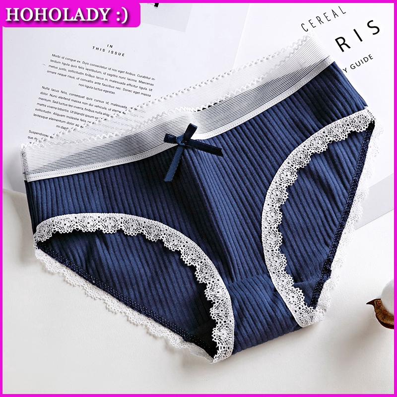 HOHOLADY Quần lót phối ren và nơ xinh xắn cho nữ