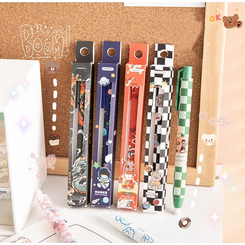 Gôm Tẩy Dạng Nhấn Bằng Cao Su Họa Tiết Hoạt Hình Dễ Thương Có Thể Thu Gọn