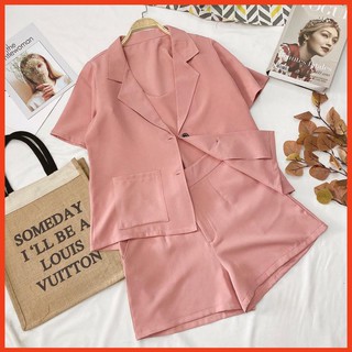 [ HÀNG CÓ SẴN ƯU ĐÃI] Set vest hồng 3 món đẹp 💖 (hàng đẹp)