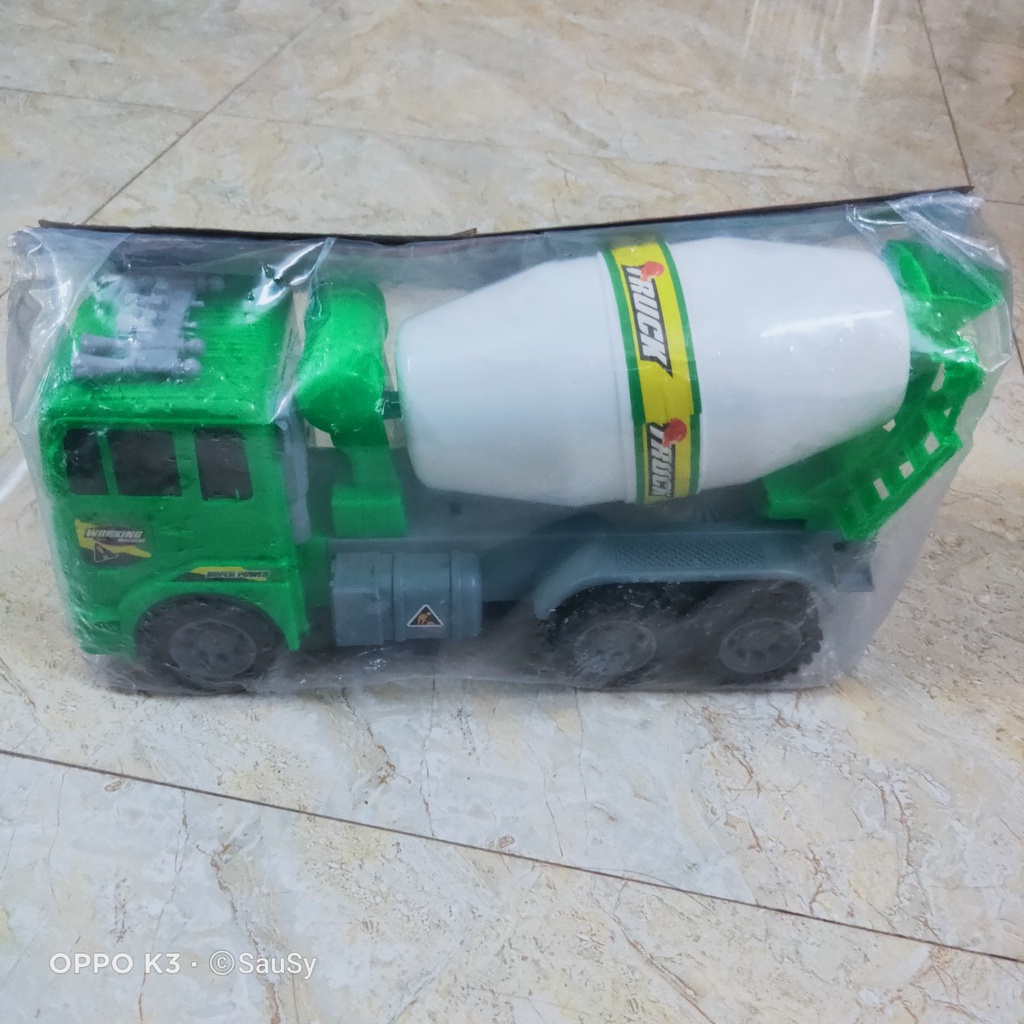 Đồ chơi Xe bồn trộn bê tông  xanh trắng