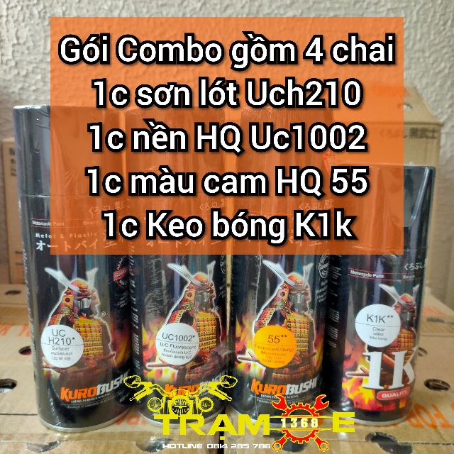 SƠN SAMURAI GÓI COMBO SƠN MÂM MÀU CAM HUỲNH QUANG GỒM 4 CHAI