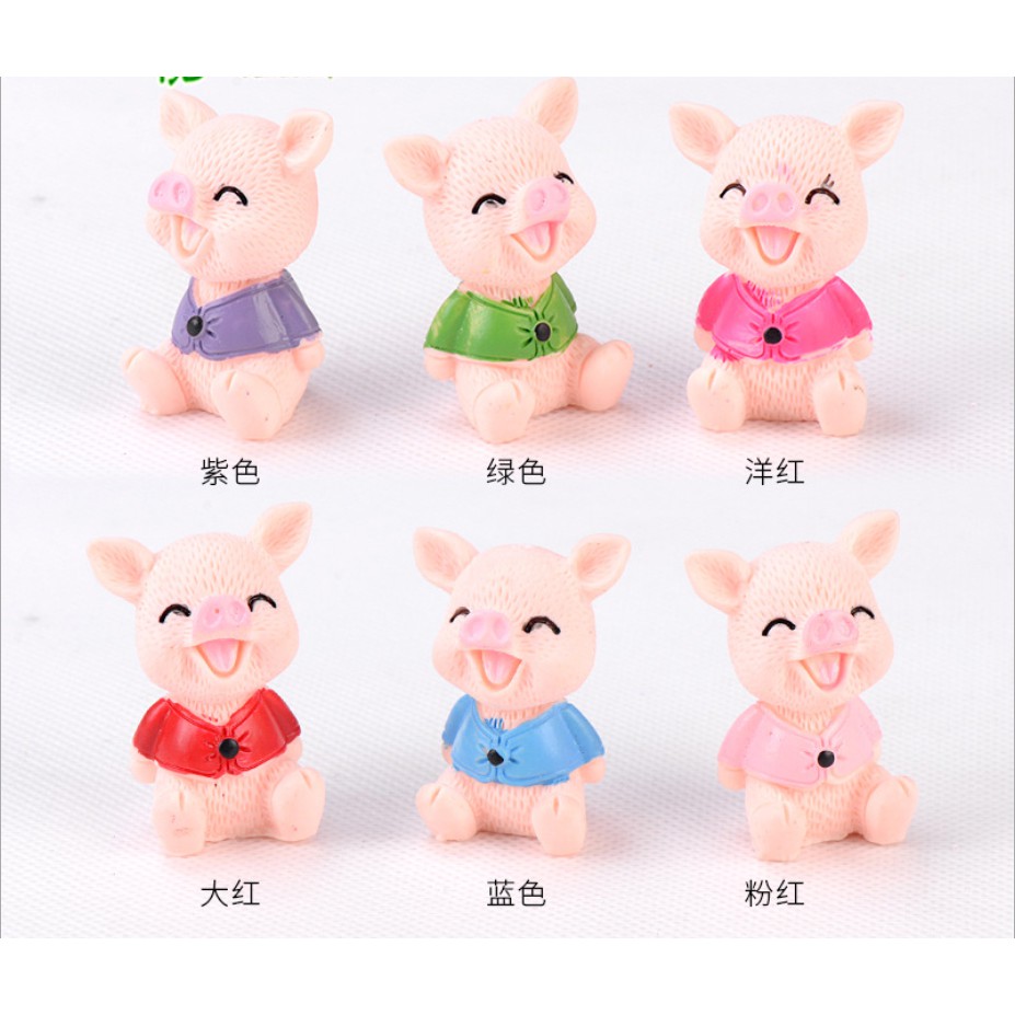 Mô hình 06 chú lợn con màu hồng cho các bạn làm móc chìa khóa, trang trí tiểu cảnh