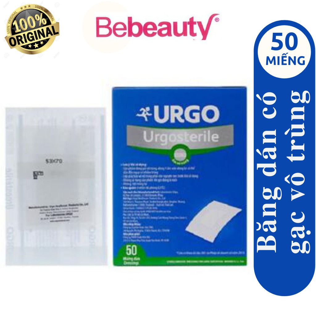 Băng Dán Có Gạc Vô Trùng Urgo Urgosterile Nhiều Kích Cỡ (Hộp/50 miếng)