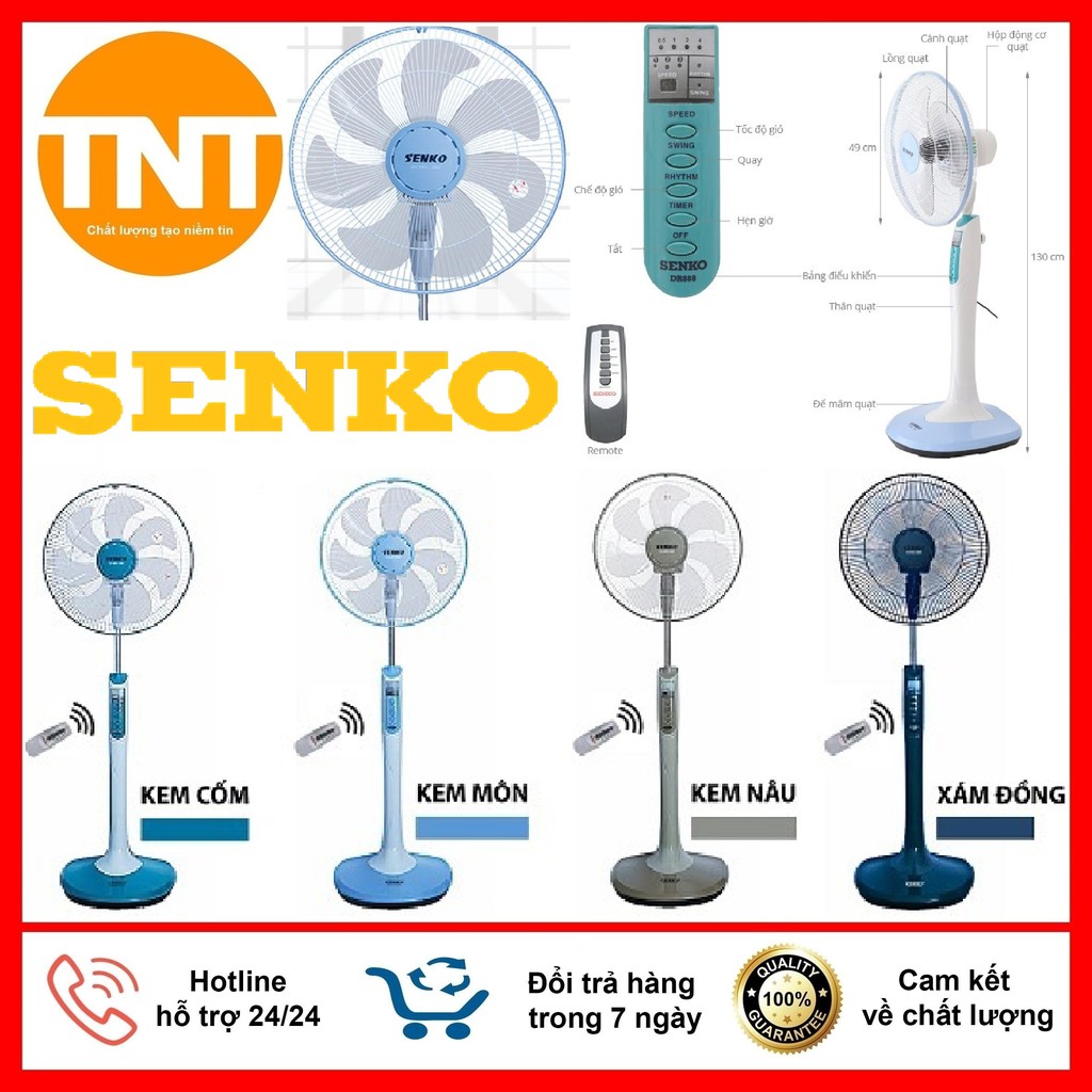 Quạt Đứng SENKO Có Điều Khiển DR1608, Hàng Cao Cấp