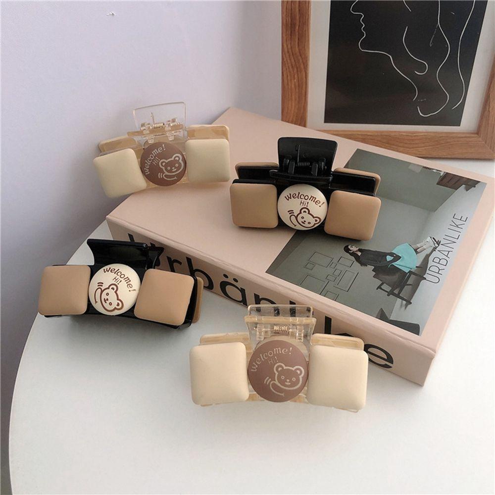 Kẹp Tóc Hình Khối Lập Phương Bằng Nhựa Resin Màu Ngà Thanh Lịch Cho Nữ