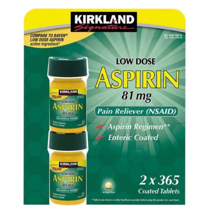 Aspirin 81mg Kirkland Signature 365 Viên